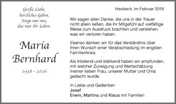 Traueranzeige von Maria Benhard von Gmünder Tagespost