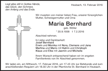 Traueranzeige von Maria Bernhard von Gmünder Tagespost