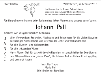 Traueranzeige von Johann Pall von Gmünder Tagespost