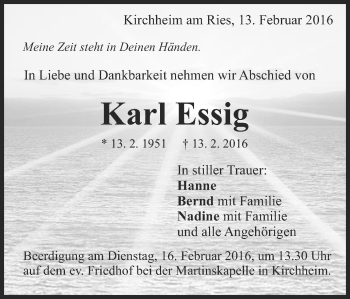 Traueranzeige von Karl Essig von Schwäbische Post