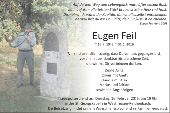Traueranzeige von Eugen Feil von Schwäbische Post