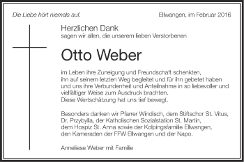 Traueranzeige von Otto Weber von Schwäbische Post