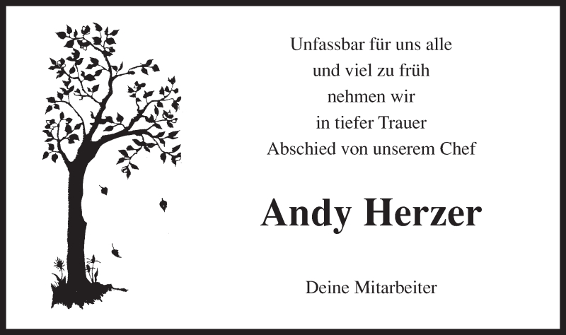  Traueranzeige für Andy Herzer vom 27.02.2016 aus Gmünder Tagespost