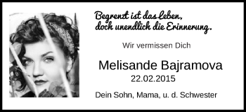 Traueranzeige von Melisande Bajramova von Schwäbische Post