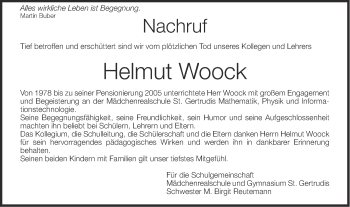 Traueranzeige von Helmut Woock von Schwäbische Post