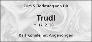 Traueranzeige von Gertrud Kohnle von Schwäbische Post