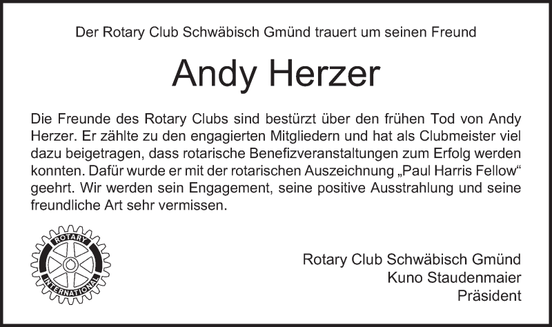  Traueranzeige für Andy Herzer vom 27.02.2016 aus Gmünder Tagespost