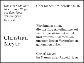 Traueranzeige von Christian Meyer von Schwäbische Post
