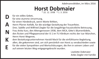 Traueranzeige von Horst Dobmaier von Schwäbische Post