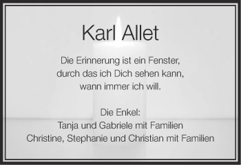 Traueranzeige von Karl Allet von Schwäbische Post