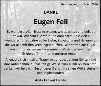 Traueranzeige von Eugen Feil von Schwäbische Post