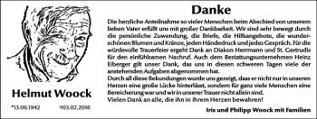 Traueranzeige von Helmut Woock von Schwäbische Post