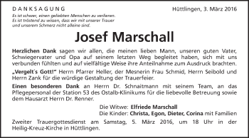 Traueranzeige von Josef Marschall von Schwäbische Post
