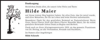 Traueranzeige von Hilde Maier von Gmünder Tagespost