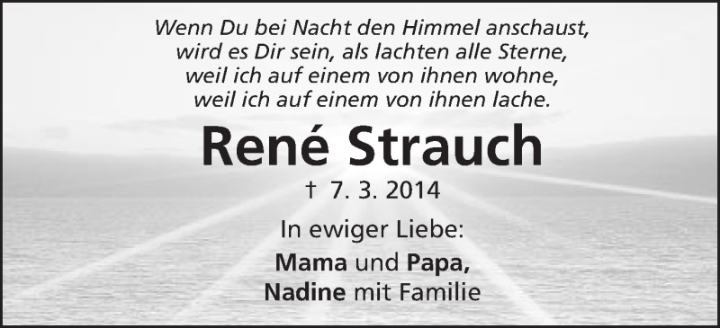  Traueranzeige für René Strauch vom 07.03.2016 aus Schwäbische Post