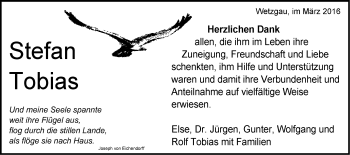 Traueranzeige von Stefan Tobias von Gmünder Tagespost