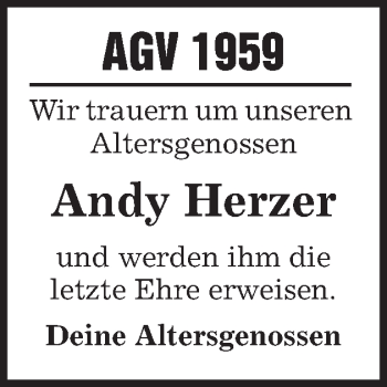 Traueranzeige von Andy Herzer von Gmünder Tagespost