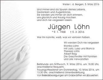 Traueranzeige von Jürgen Löhn von Gmünder Tagespost