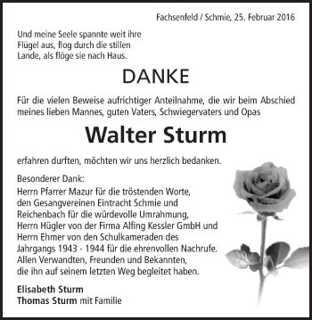 Traueranzeige von Walter Sturm von Schwäbische Post