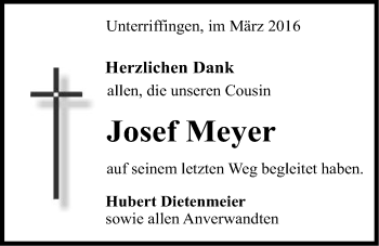 Traueranzeige von Josef Meyer von Bopfinger Stadtanzeiger