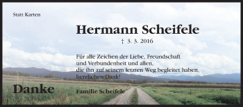 Traueranzeige von Hermann Scheifele von Schwäbische Post