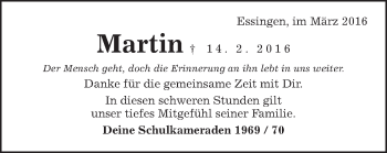 Traueranzeige von Martin Mößner von Schwäbische Post