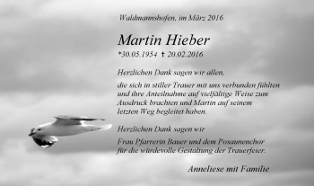 Traueranzeige von Martin Hieber von Gmünder Tagespost