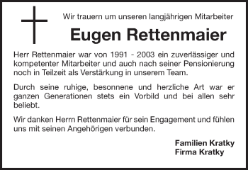 Traueranzeige von Eugen Rettenmaier von Schwäbische Post