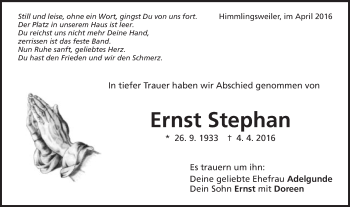 Traueranzeige von Ernst Stephan von Schwäbische Post