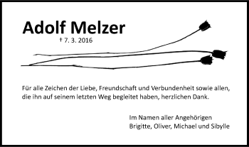 Traueranzeige von Adolf Melzer von Kocher-Lein-Bote