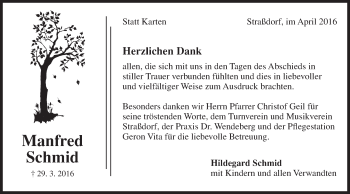 Traueranzeige von Manfred Schmid von Gmünder Tagespost