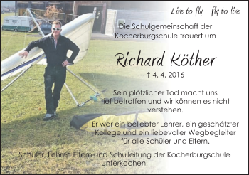 Traueranzeige von Richard Köther von Schwäbische Post