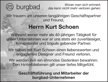 Traueranzeige von Kurt Schön von Schwäbische Post