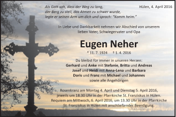 Traueranzeige von Eugen Neher von Schwäbische Post