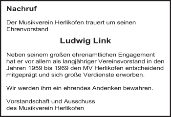 Traueranzeige von Ludwig Link von Gmünder Tagespost