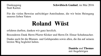 Traueranzeige von Roland Wüst