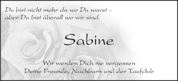 Traueranzeige von Sabine Scheuring von Schwäbische Post