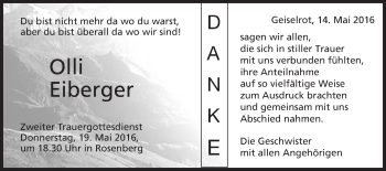 Traueranzeige von Olli Eiberger von Schwäbische Post