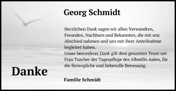 Traueranzeige von Georg Schmidt von Schwäbische Post