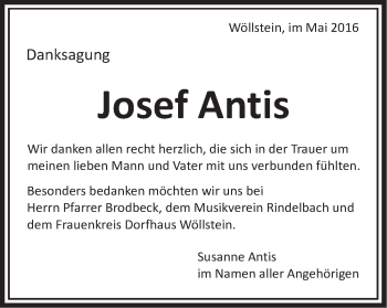 Traueranzeige von Josef Antis von Schwäbische Post