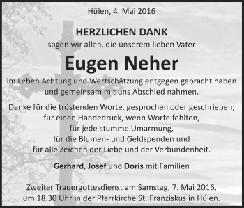 Traueranzeige von Eugen Neher von Schwäbische Post