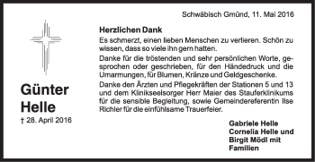Traueranzeige von Günter Helle von Gmünder Tagespost
