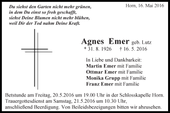 Traueranzeige von Agnes Emer von Gmünder Tagespost