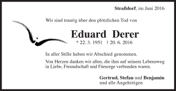 Traueranzeige von Eduard Derer