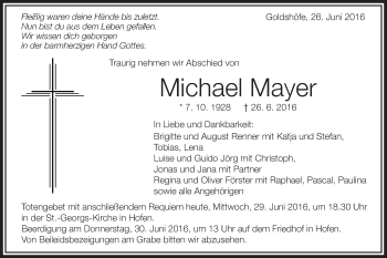 Traueranzeige von Michael Mayer von OstalbTrauer