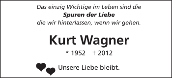 Traueranzeige von Kurt Wagner von Schwäbische Post