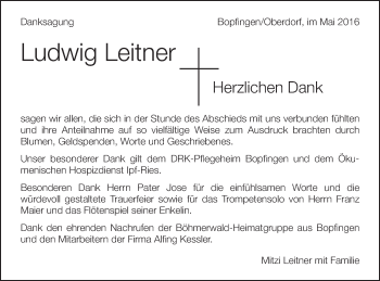 Traueranzeige von Ludwig Leitner von Schwäbische Post
