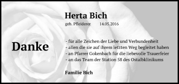 Traueranzeige von Herta Bich von Schwäbische Post
