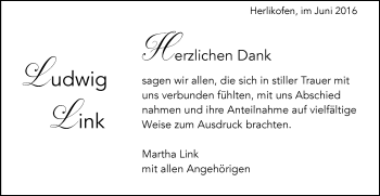 Traueranzeige von Ludwig Link von Gmünder Tagespost