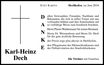 Traueranzeige von Karl-Heinz Dech von Gmünder Tagespost